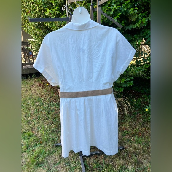 NWT H&M White Linen Mini Dress with Tan Belt Size XL - Picture 10 of 13